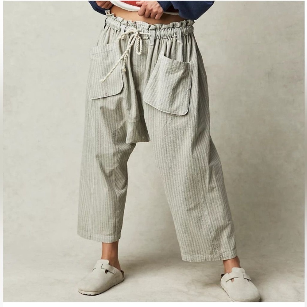Free People Harem Striped Gray Women's Pants